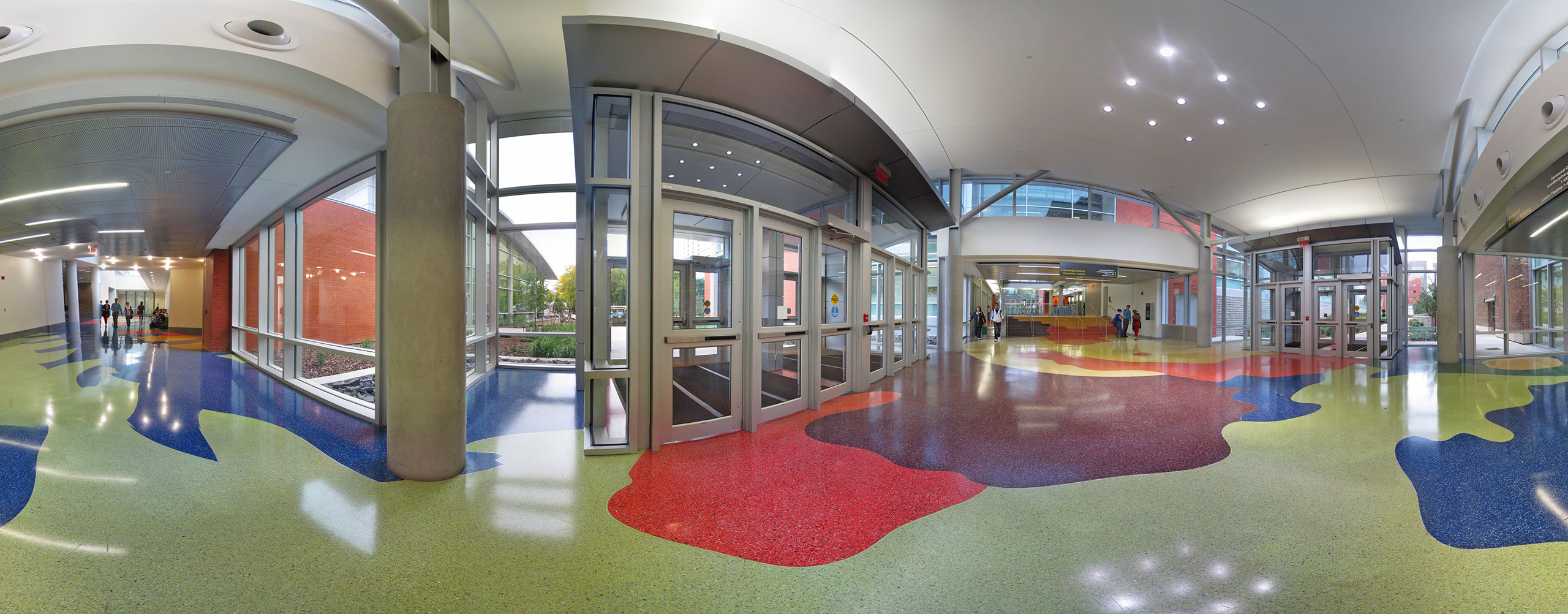 Entance floor epoxy terrazzo design to for the Centennial Centre for Interdisciplinary Science at the University of Alberta