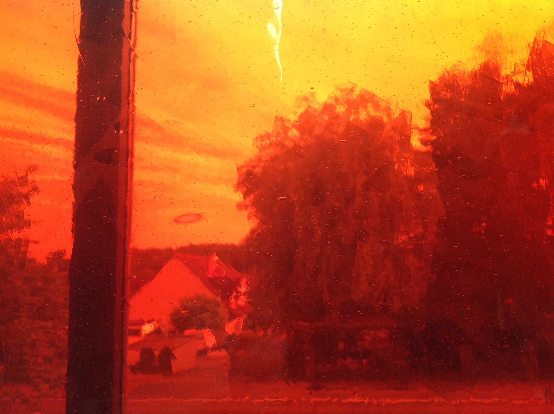 Close-up of a piece of Lamberts Glass showing the beautiful striations and air bubbles from mouth-blown glass
